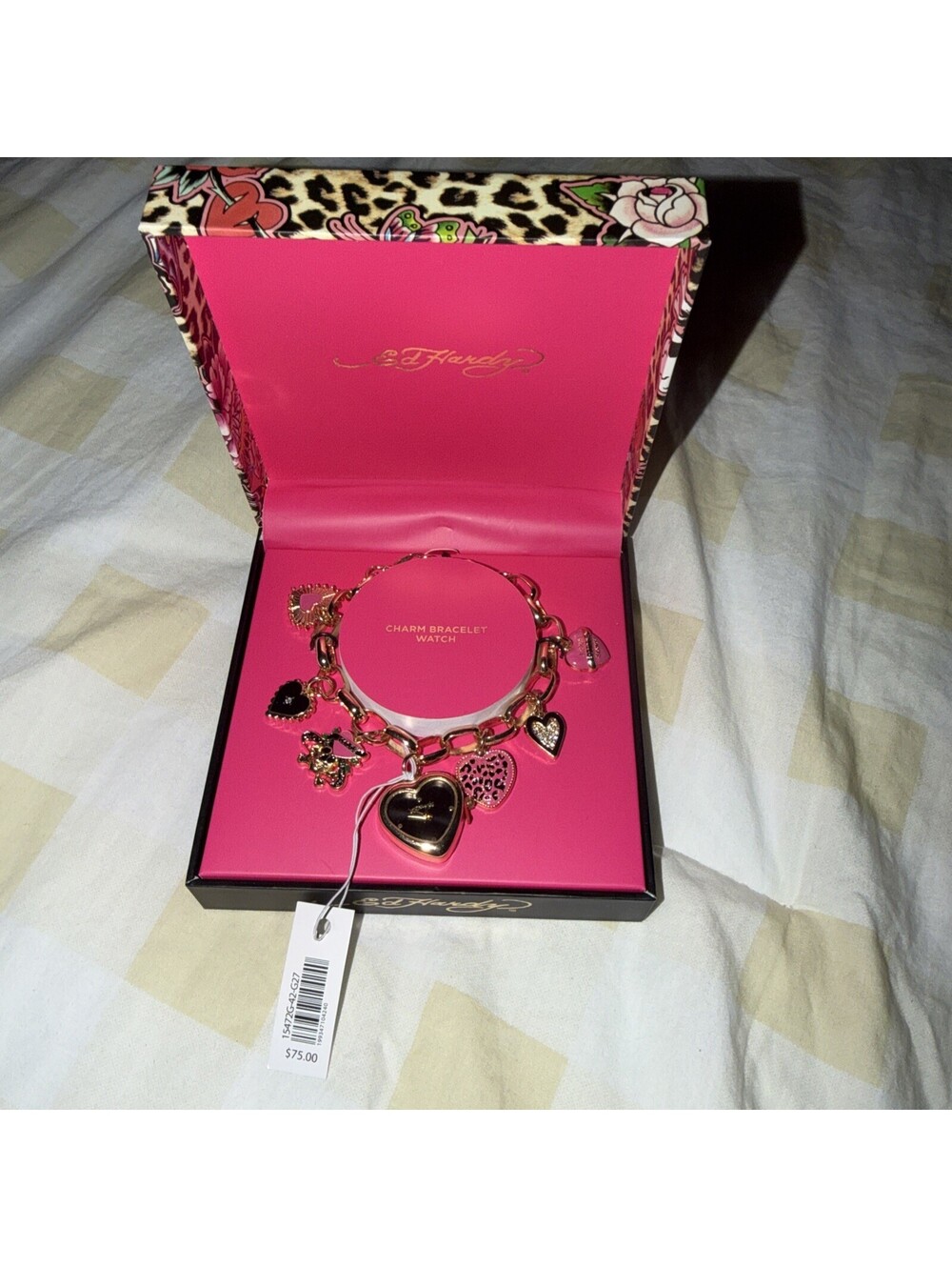 Ed Hardy Charm Bracelet Watch Accessory NWT Hearts Roses
